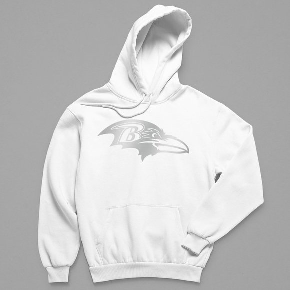 NEW Baltimore Ravens Silver Big Logo Fleece Pullover Hoodie WINter